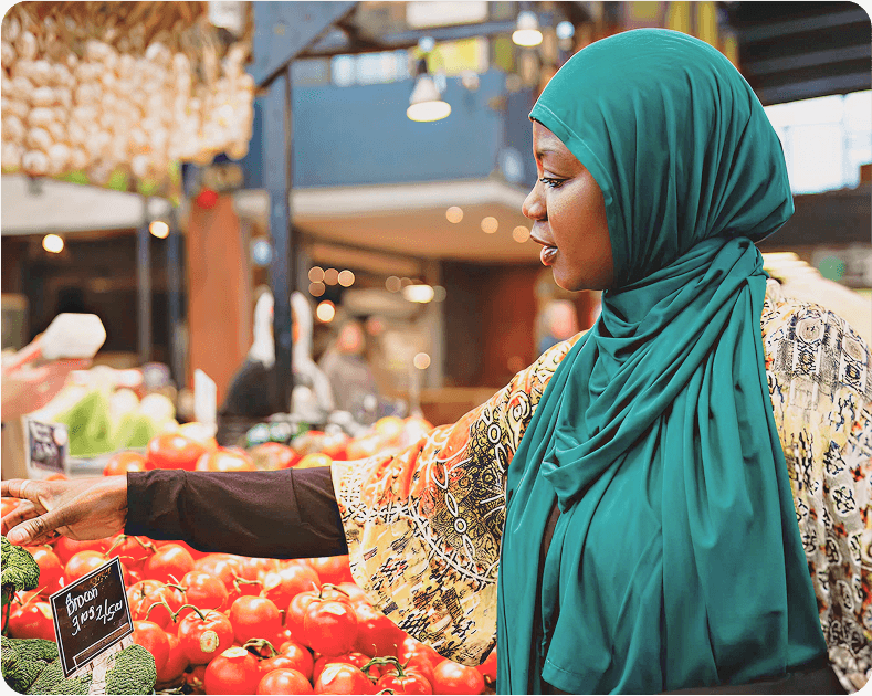 Woman shopping for produce